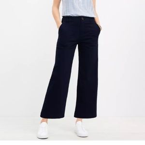 Loft Wide Leg Crop Navy Pants 0P